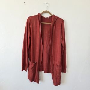 Maurices Burnt Orange Copper Cardigan Sweater Hooded Festival Boho Western Large